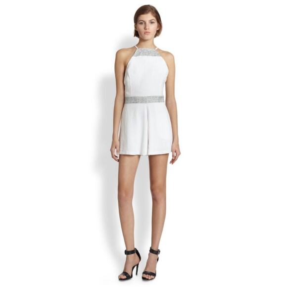 Line & Dot NWT White & Tweed Open Back Romper - Picture 1 of 8